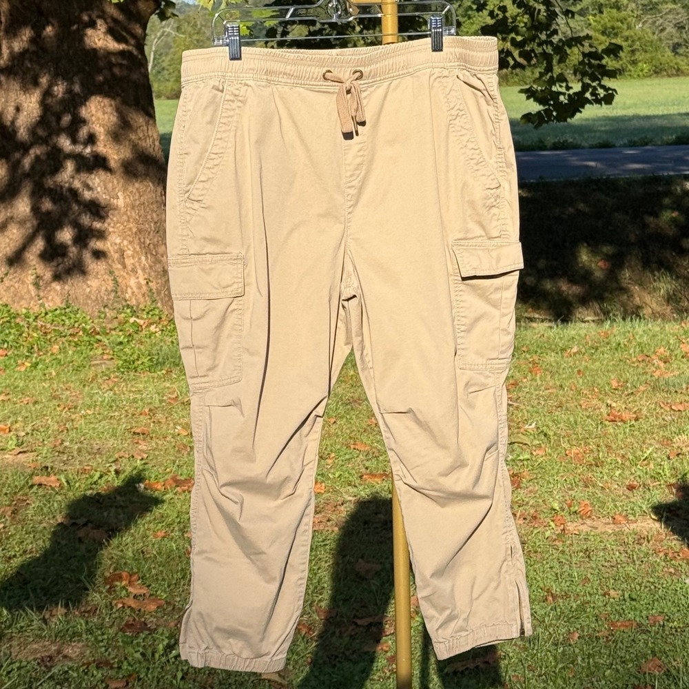 Polo Ralph Lauren Mens XL Khaki Cargo Jogger Pants Stretch Cotton Zipped Cuff